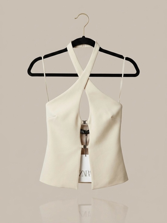 Zara Tops - Zara Cream Cross-Front Halter Camisole